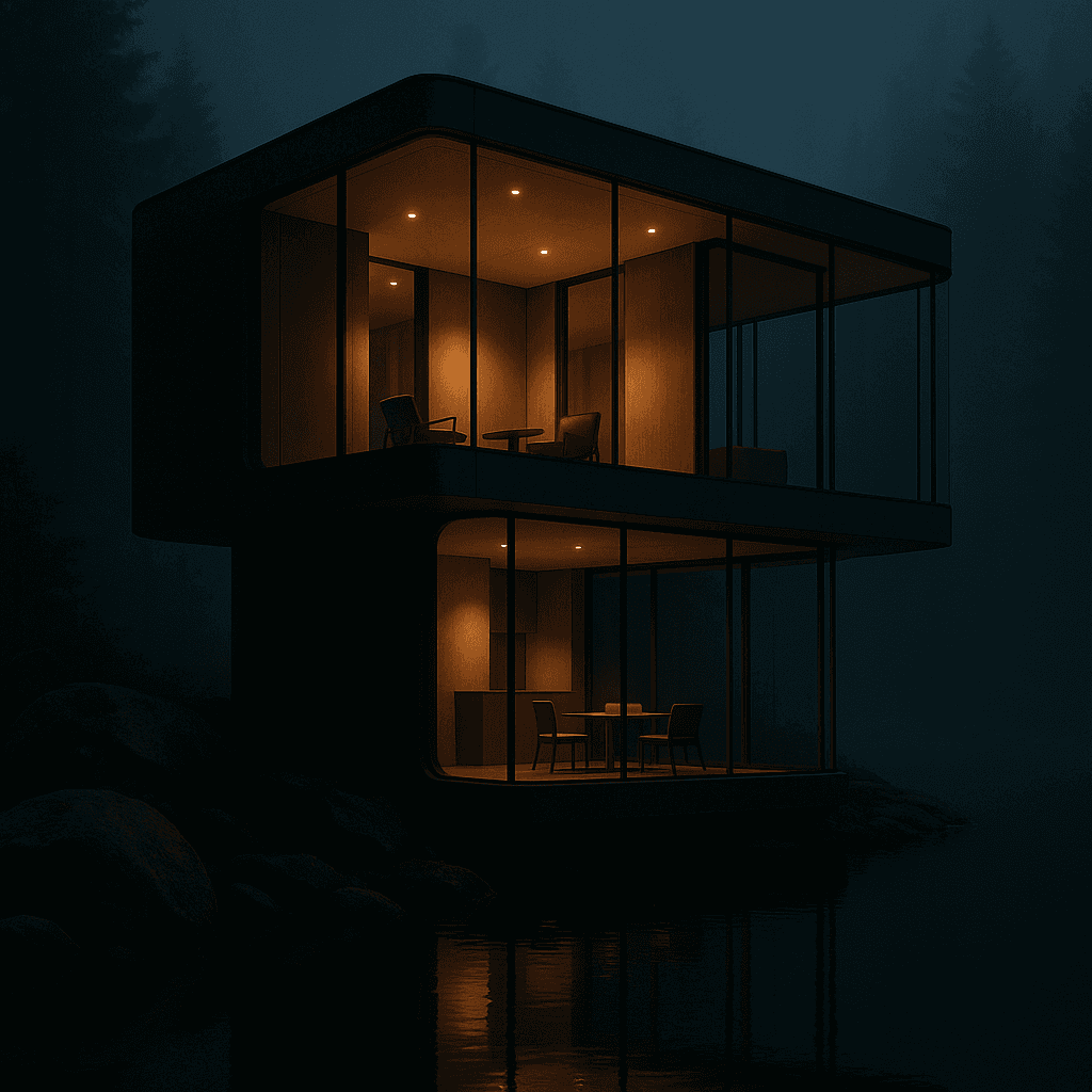 モダン建築の夜景